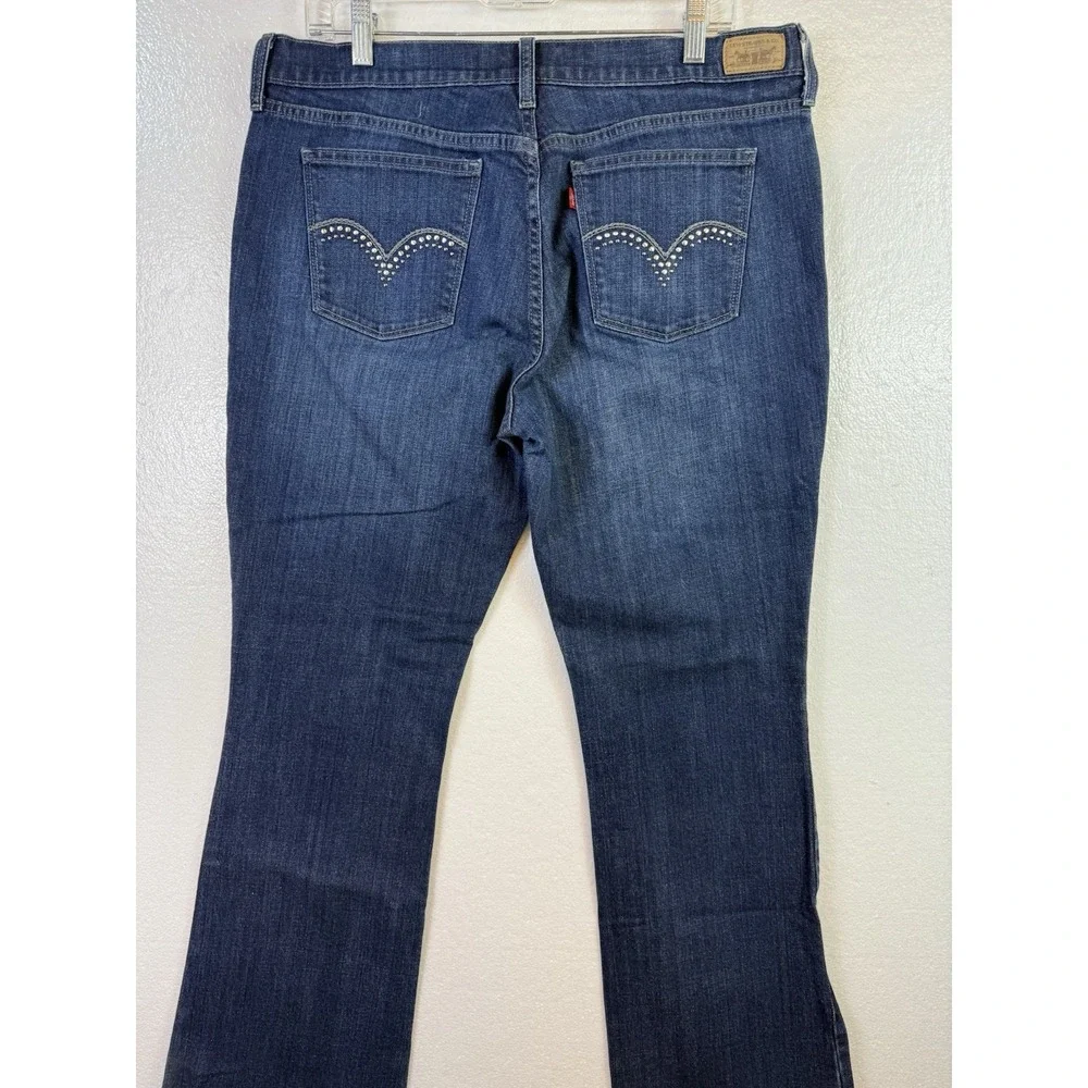 Levi's 515 Women's Jeans 14M Blue Stretch Denim Bootcut Mid Rise‎ Embellished